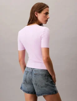 Kvinnor Calvin Klein Jeans T-Shirts & Toppar|A- Modal Rib Tee (essential) - T-shirts
