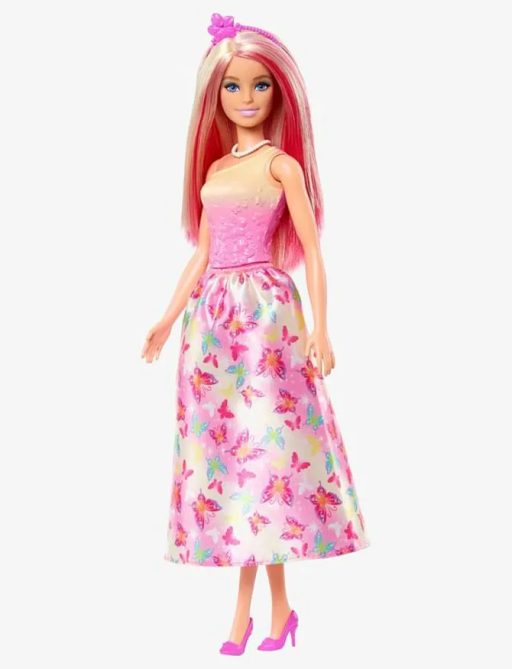 Barbie A Touch of Magic Royal Doll, Pink & Blonde Hair, Butterfly-Print Skirt - Dockor|Barn Dockor & Tillbehör