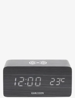 KARLSSON Klockor|Alarm clock Block w. phone charger LED veneer, white LED - Väckarklockor