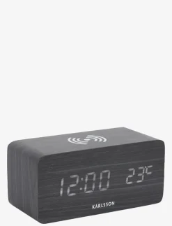 KARLSSON Klockor|Alarm clock Block w. phone charger LED veneer, white LED - Väckarklockor