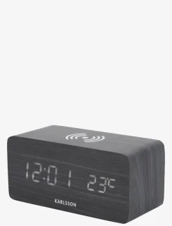 KARLSSON Klockor|Alarm clock Block w. phone charger LED veneer, white LED - Väckarklockor