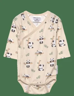 Geggamoja Bamboo wrap body panda - Långärmad bodysuit|Barn Bodysuits