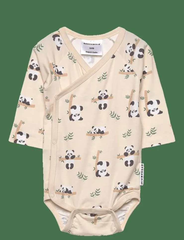 Geggamoja Bamboo wrap body panda - Långärmad bodysuit|Barn Bodysuits