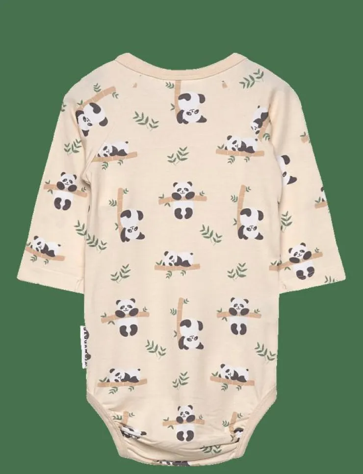 Geggamoja Bamboo wrap body panda - Långärmad bodysuit|Barn Bodysuits