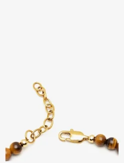 Nialaya Smycken|Beaded Necklace with Tiger Eye and Gold - Halsband