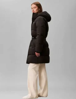 Calvin Klein Jeans BELTED MIDWEIGHT LONG PUFFER - Dun- & vadderade jackor|Kvinnor Jackor & Kappor