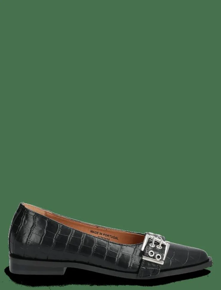 Kvinnor Bianco Ballerinaskor|BIAVICTORIA Buckle Ballet Flat Croco Embossed Leather - Ballerinas