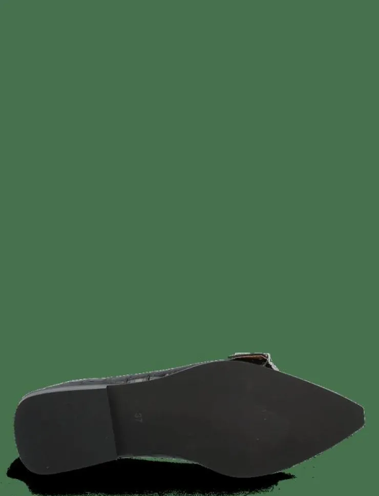 Kvinnor Bianco Ballerinaskor|BIAVICTORIA Buckle Ballet Flat Croco Embossed Leather - Ballerinas