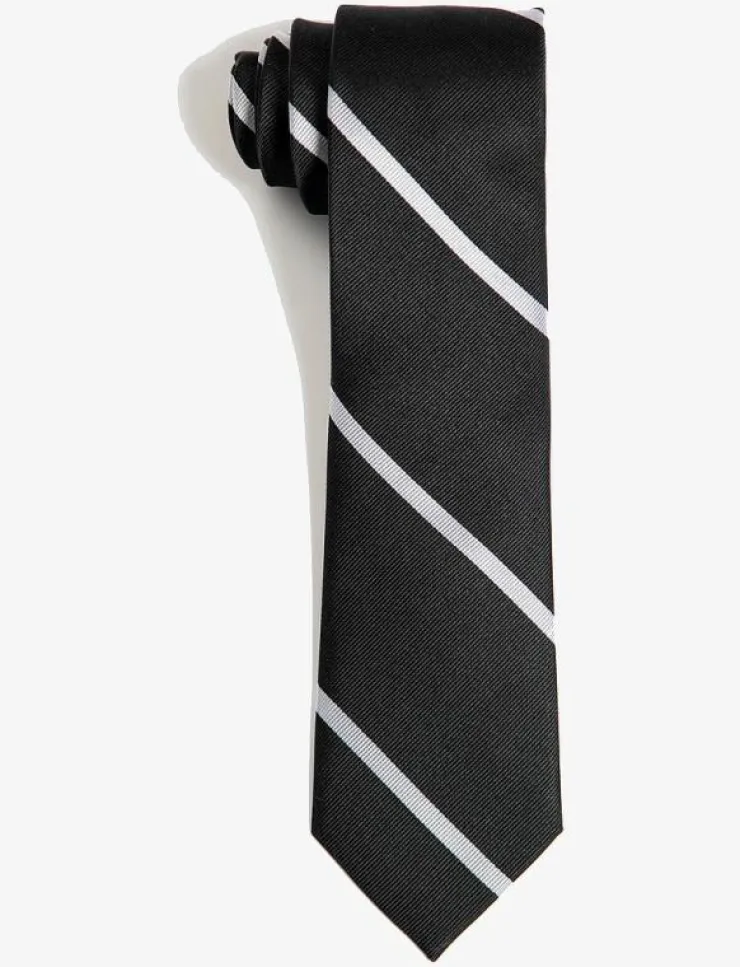 AN IVY Slipsar & Accessoarer|Black White League Silk Tie - Slipsar