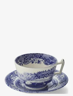 Spode Muggar & Koppar|Blue Italian Breakfast Cup & Saucer 4-pack - Tekoppar