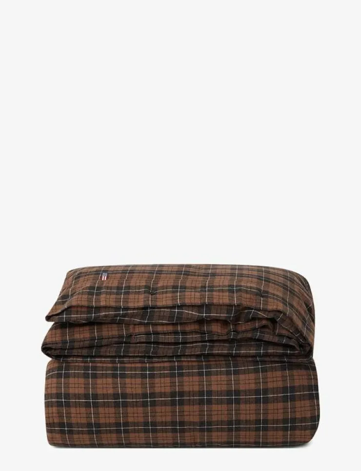 Lexington Home Sängtextilier|Brown/Dk Gray Checked Cotton Flannel Duvet Cover - Påslakan