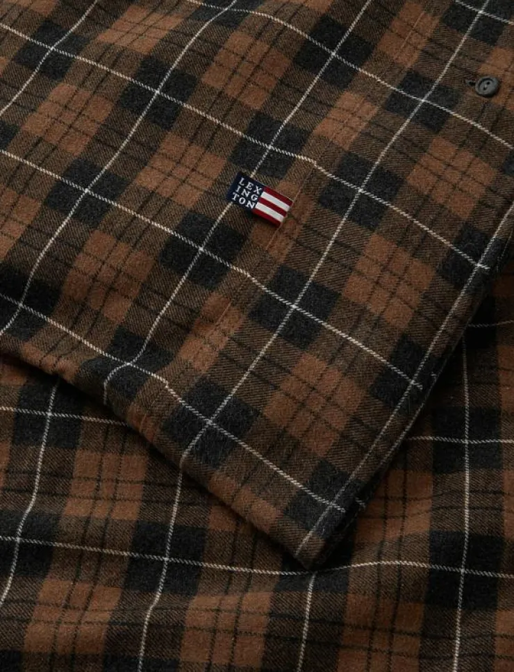 Lexington Home Sängtextilier|Brown/Dk Gray Checked Cotton Flannel Duvet Cover - Påslakan