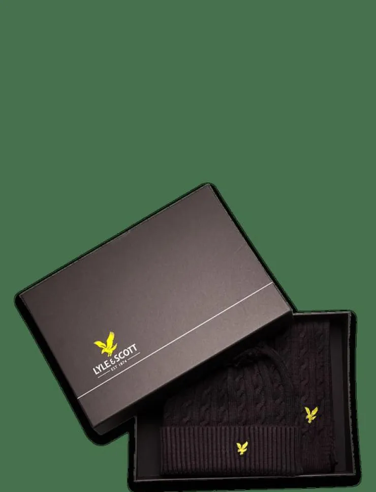 Lyle & Scott Cable Beanie and Scarf Set - Halsdukar| Mössor & Hattar|Sjalar & Halsdukar
