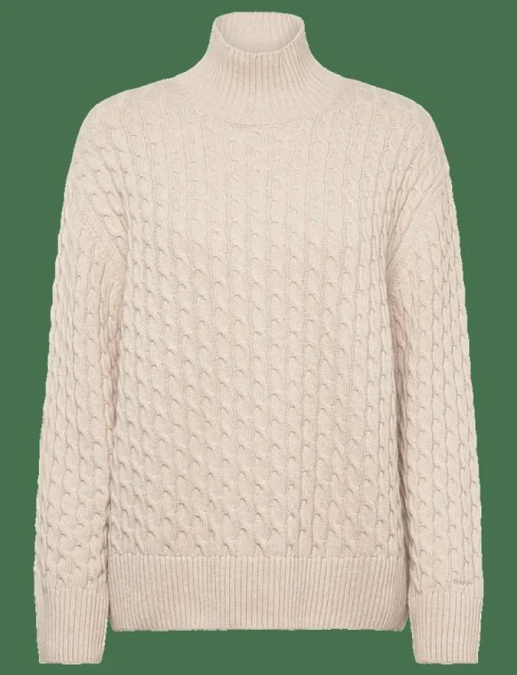GANT CABLE KNIT MOCK NECK - Polotröjor|Kvinnor Plus Size & Curvy|Stickat