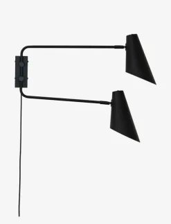 Dyberg Larsen Cale svart vägglampa med/ 2 armar - Vägglampor| Lampor