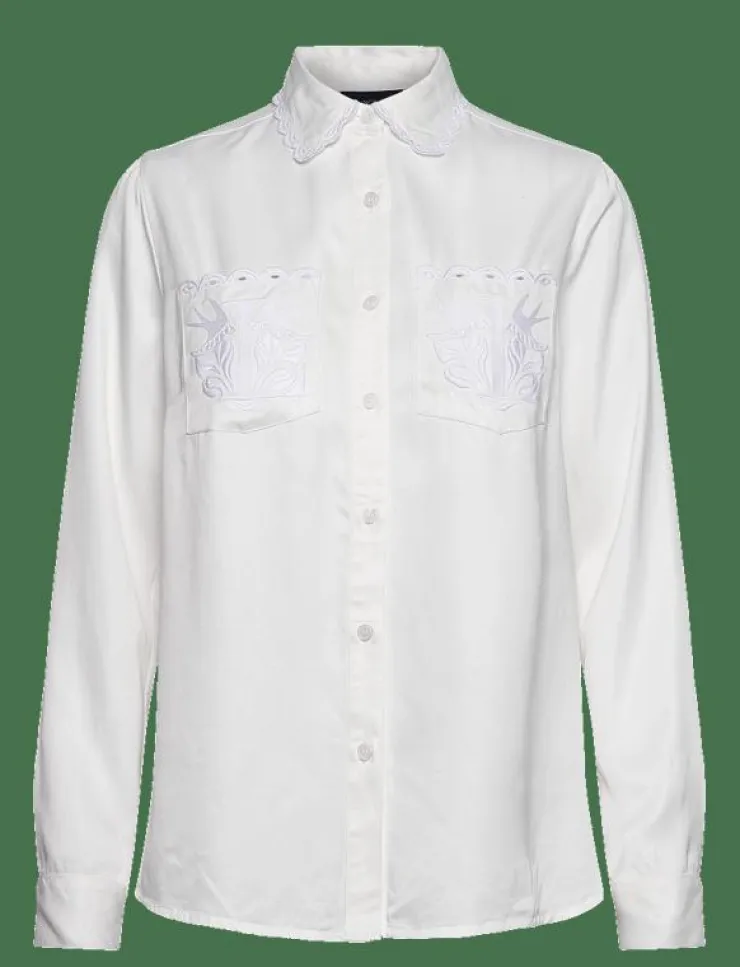Kvinnor Lexington Clothing Blusar & Skjortor|Candice Embroidered Satin Blouse - Långärmade