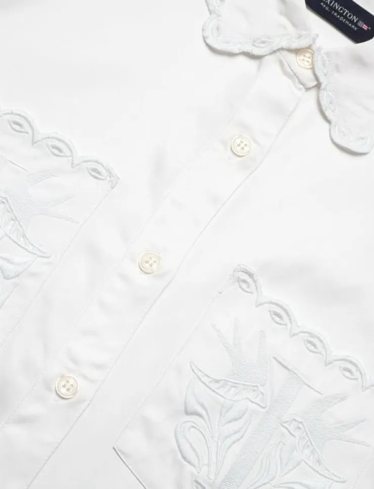 Kvinnor Lexington Clothing Blusar & Skjortor|Candice Embroidered Satin Blouse - Långärmade