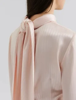 Kvinnor Malina Blusar & Skjortor|Celene Tie Detailed Satin blouse - Långärmade blusar