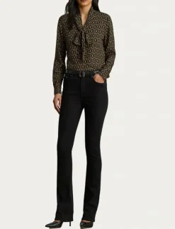 Lauren Ralph Lauren Chain-Print Crepe Tie-Neck Blouse - Långärmade|Kvinnor Blusar & Skjortor