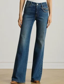 Kvinnor Lauren Ralph Lauren Denimkläder|Jeans|Chain-Trim High-Rise Flare Jean - Straight jeans