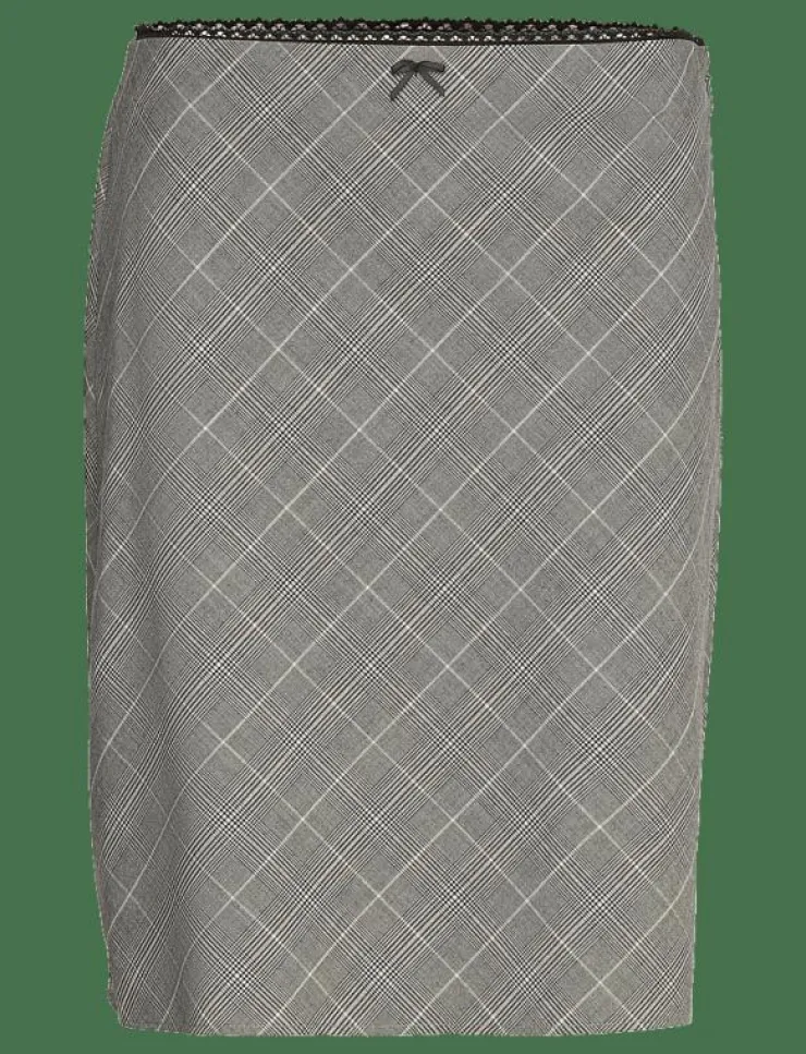 Kvinnor Mango Kjolar|Check skirt with decorative bow - Korta kjolar