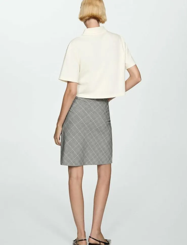 Kvinnor Mango Kjolar|Check skirt with decorative bow - Korta kjolar