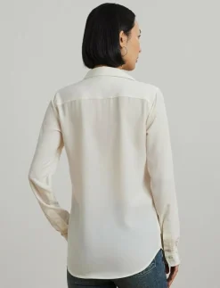 Kvinnor Lauren Ralph Lauren Blusar & Skjortor|Classic Fit Crepe Shirt - Långärmade