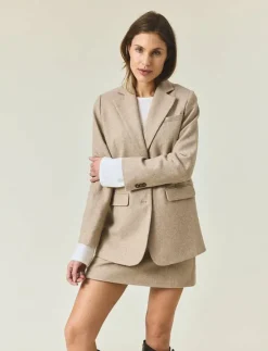 Lexington Clothing Classic Straight Fit Wool Blend Blazer - Enkelknäppta kavajer|Kvinnor Kavajer