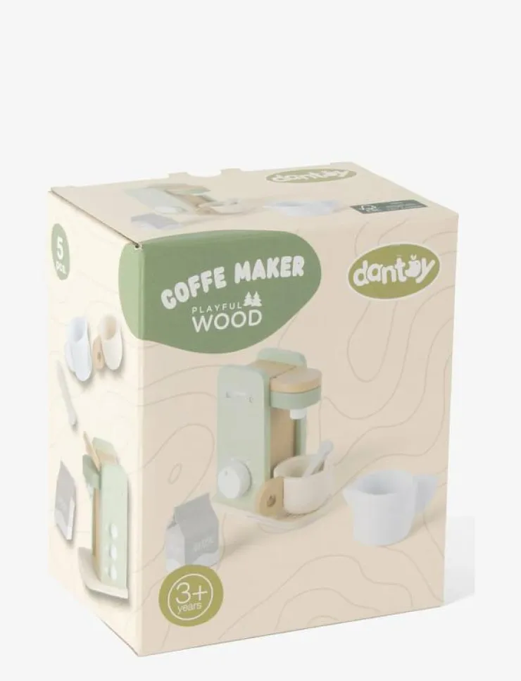 Barn Dantoy Leksakskök & Tillbehör|COFFEE MACHINE WOOD IN GIFT BOX 5 PARTS - Leksakskök & Tillbehör
