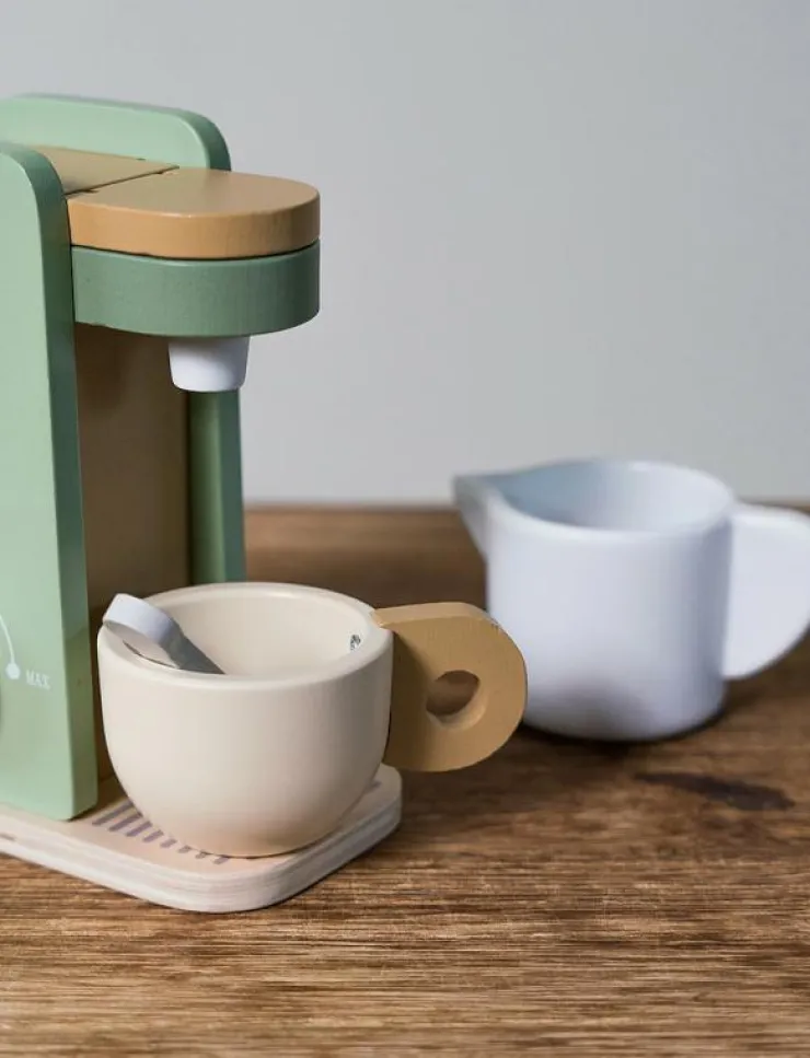 Barn Dantoy Leksakskök & Tillbehör|COFFEE MACHINE WOOD IN GIFT BOX 5 PARTS - Leksakskök & Tillbehör