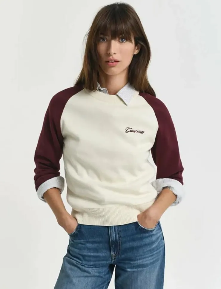 GANT COLOR BLOCKED COTTON C-NECK - Sweatshirts|Kvinnor Sweatshirts