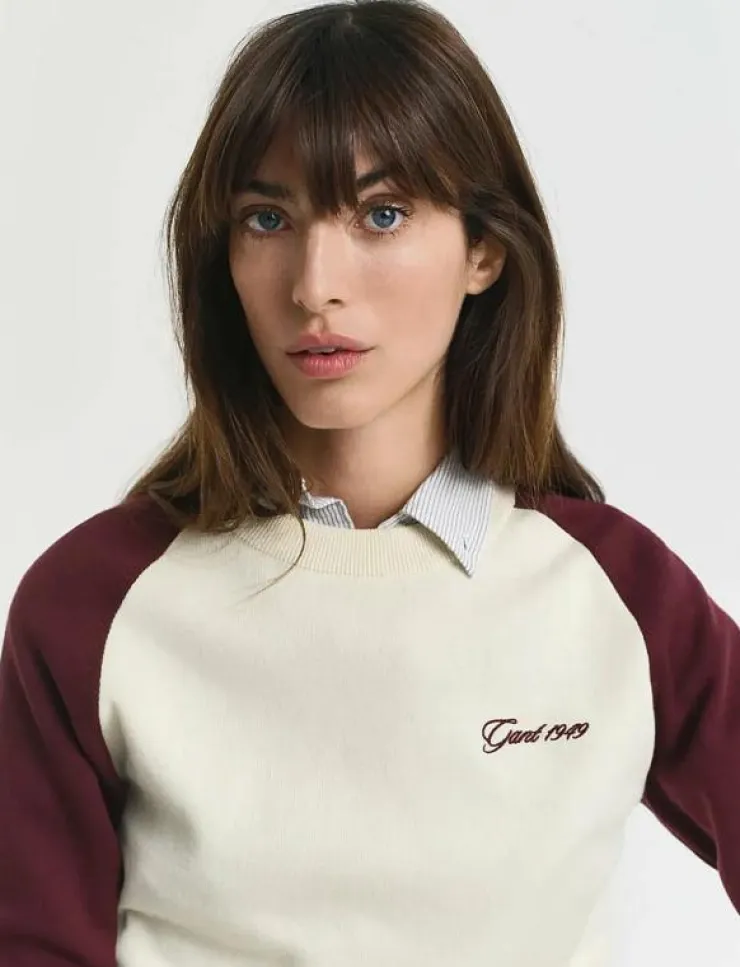 GANT COLOR BLOCKED COTTON C-NECK - Sweatshirts|Kvinnor Sweatshirts