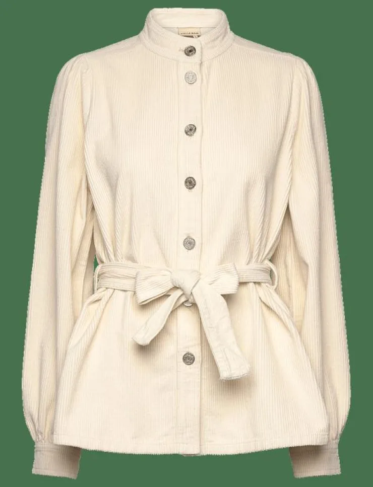 Kvinnor Stella Nova Overshirts|Corduroy shirt with belt - Långärmade