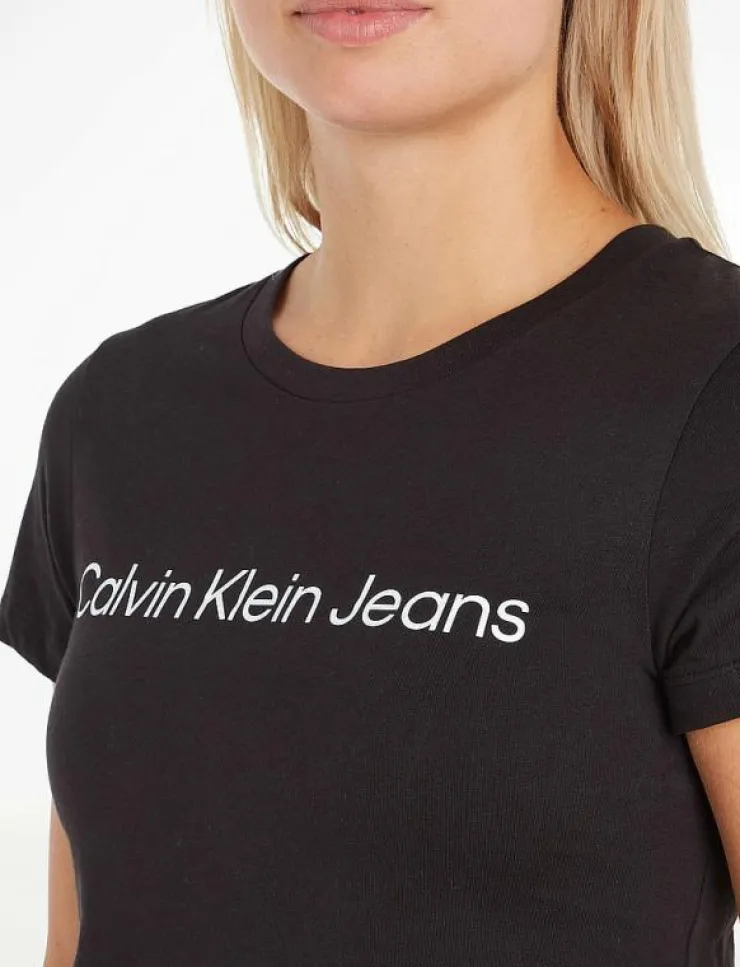 Kvinnor Calvin Klein Jeans T-Shirts & Toppar|CORE INSTIT LOGO SLIM FIT TEE - T-shirts