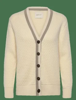 Kvinnor GANT Stickat|COTTON CONTRAST TEXTURED CARDIGAN - Koftor