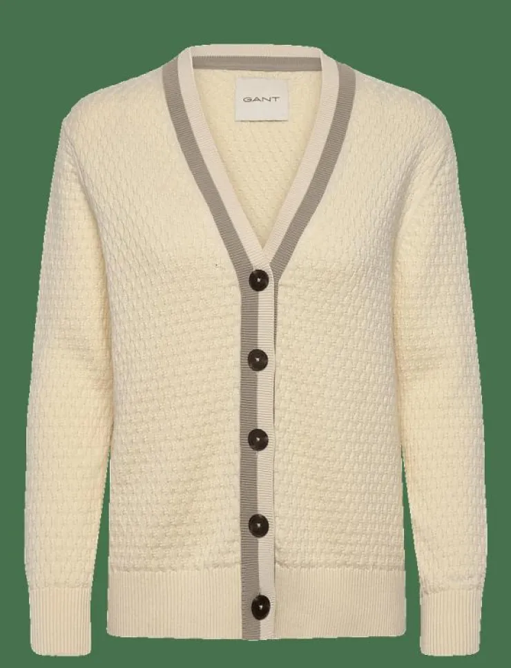 Kvinnor GANT Stickat|COTTON CONTRAST TEXTURED CARDIGAN - Koftor