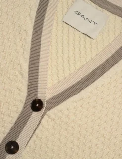 Kvinnor GANT Stickat|COTTON CONTRAST TEXTURED CARDIGAN - Koftor