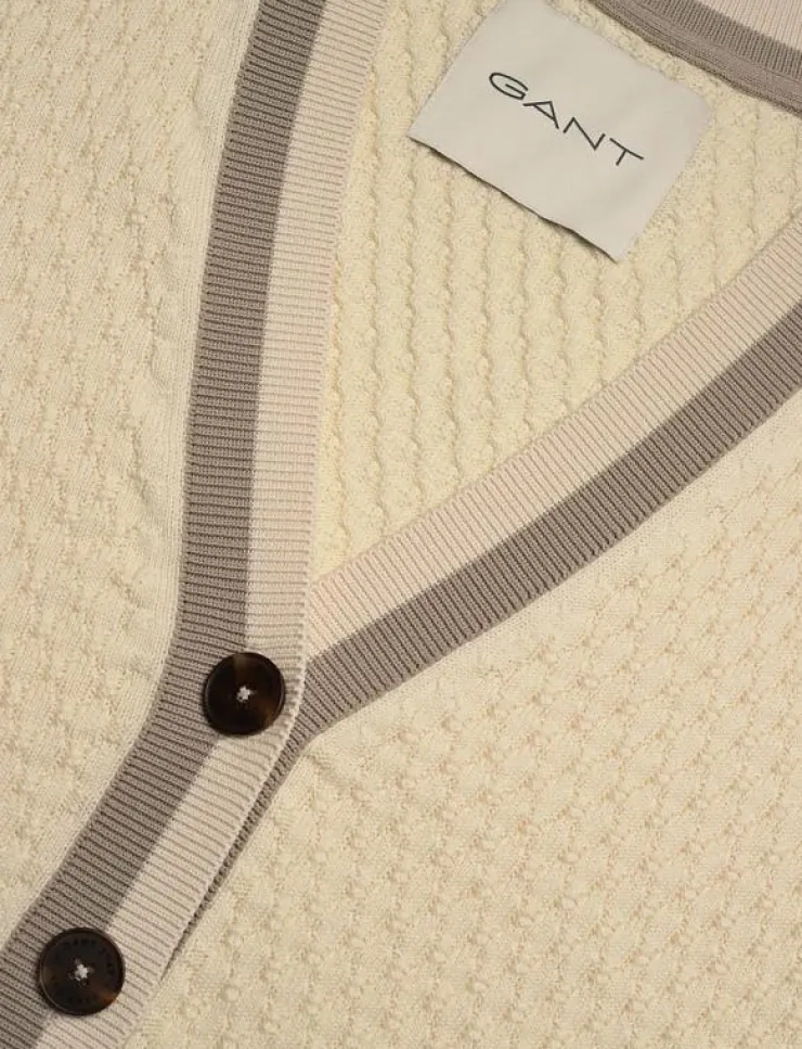 Kvinnor GANT Stickat|COTTON CONTRAST TEXTURED CARDIGAN - Koftor