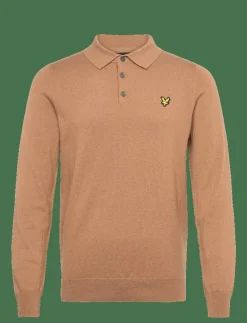 Lyle & Scott Cotton Merino Long Sleeve Knitted Polo - Stickade pikéer| Pikéer