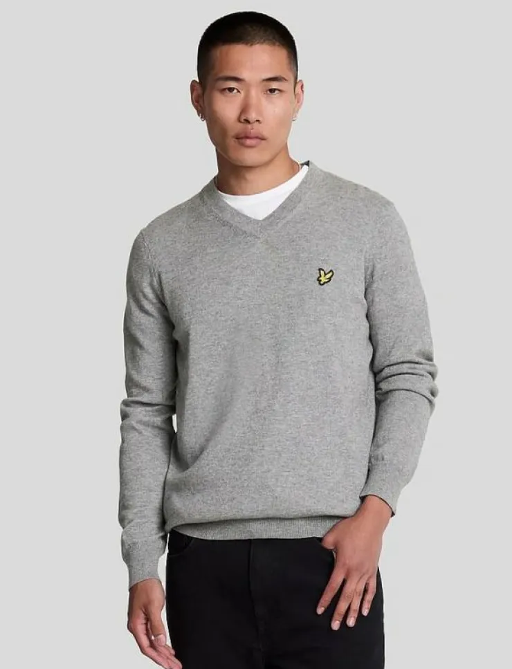Lyle & Scott Cotton Merino V Neck Jumper - V-ringat| Stickat