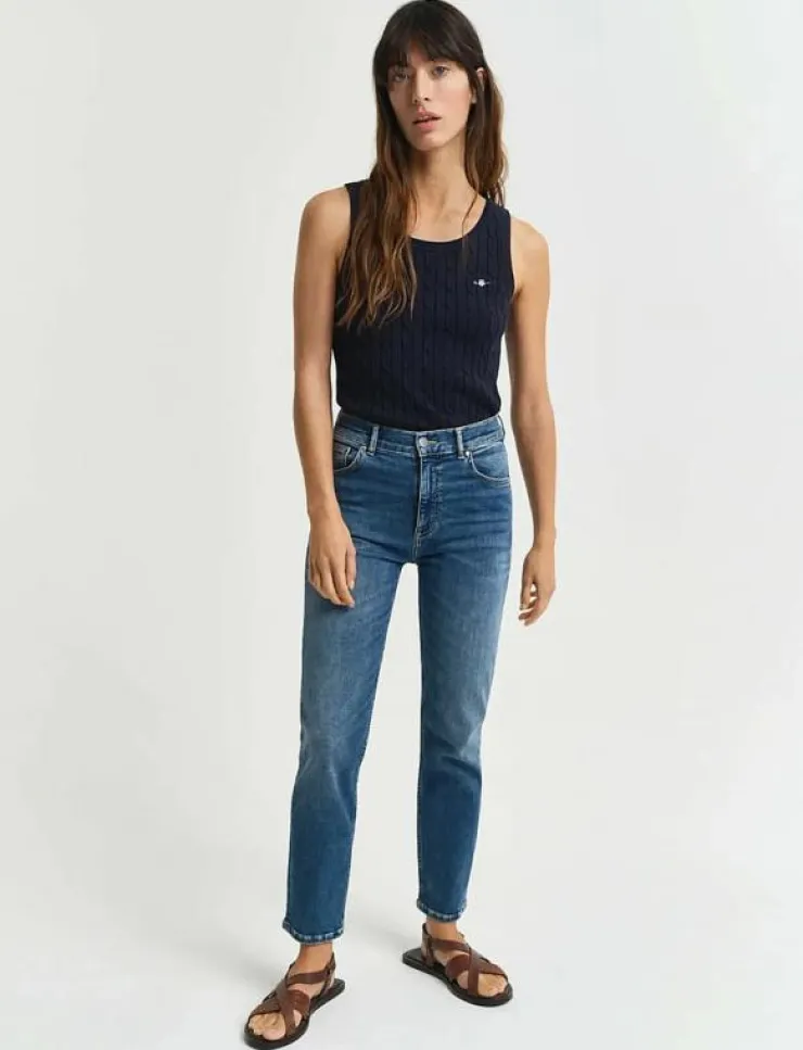 GANT CROPPED SLIM STRETCH JEANS - Slim jeans|Kvinnor Denimkläder