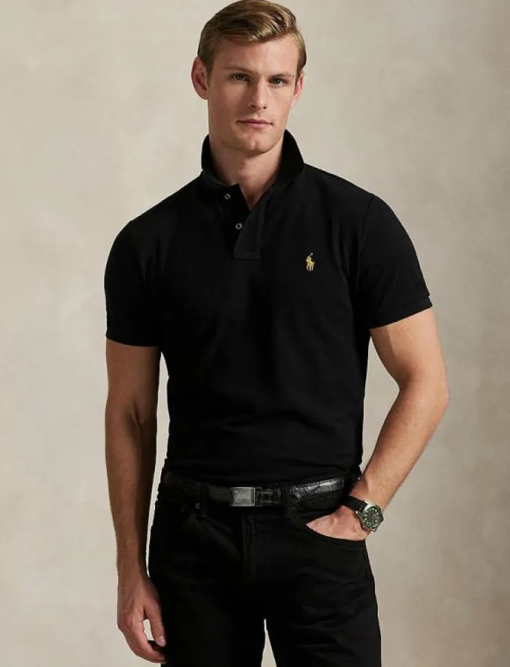 Polo Ralph Lauren Custom Slim Plaid-Trim Mesh Polo Shirt - Kortärmade pikéer| Pikéer