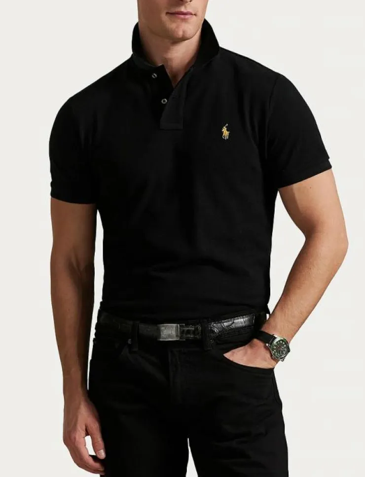 Polo Ralph Lauren Custom Slim Plaid-Trim Mesh Polo Shirt - Kortärmade pikéer| Pikéer