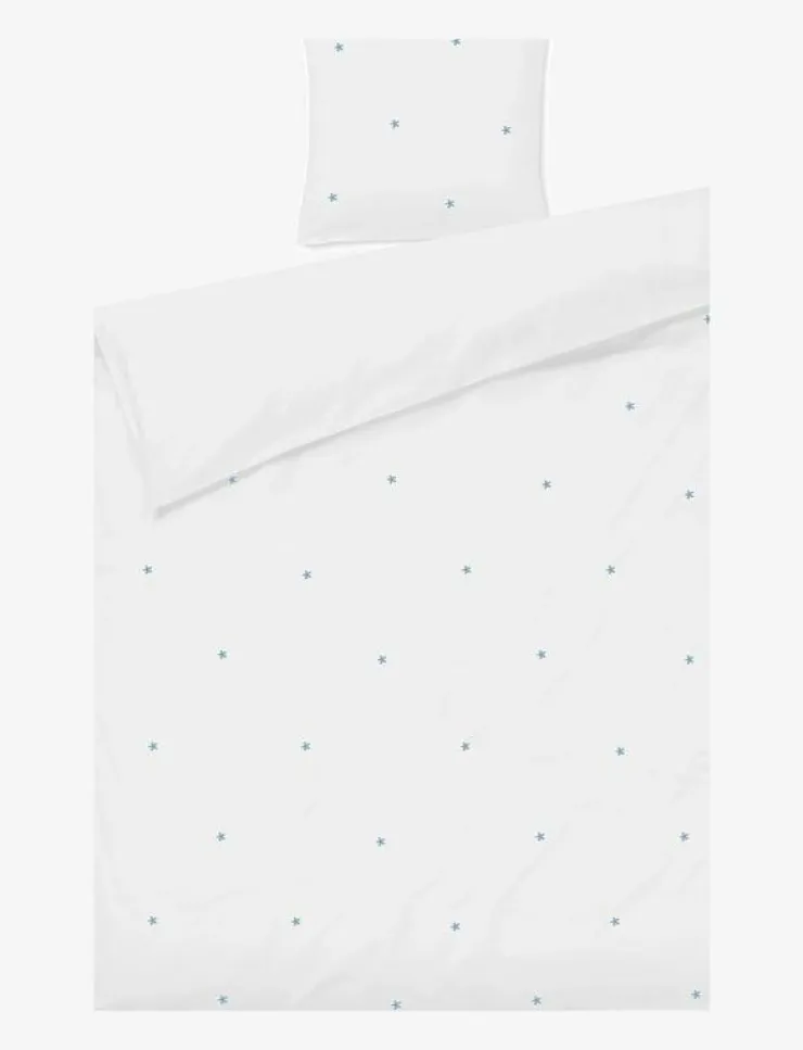 Juna Daisy Påslakanset 150x210 cm vit/ljusblå SE - Påslakanset| Sängtextilier