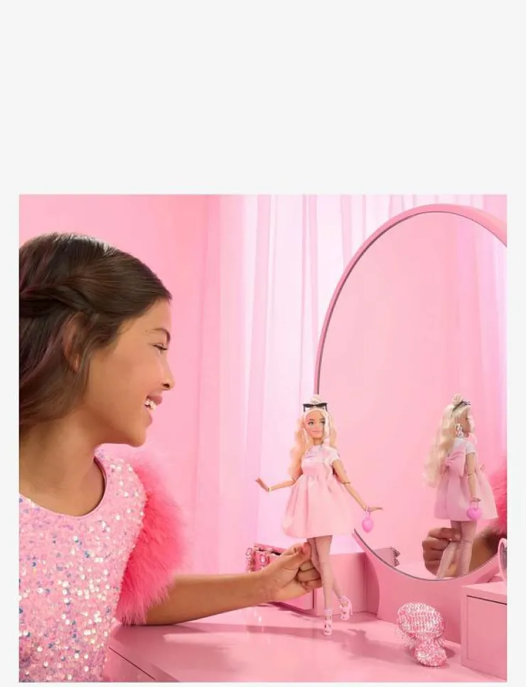 Barn Barbie Dockor & Tillbehör|Deluxe Style Doll #3 in Pastel Pink core Dress with Oversized Bow, Blond Hair - Dockor