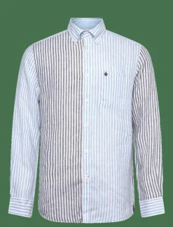 Morris Skjortor|Douglas Linen Mix Shirt-Classic Fit - Randiga skjortor