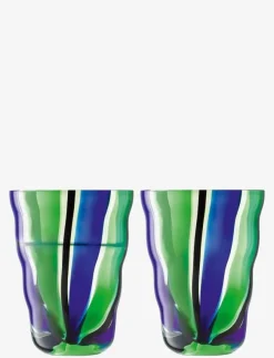 LSA International Dricksglas Folk Black/Blue/Green Set 2 LSA - Dricksglas| Glas