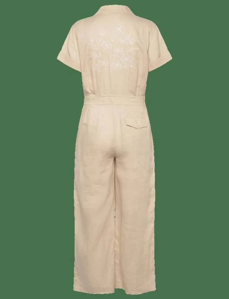 Kvinnor Lauren Ralph Lauren Jumpsuits|Embroidered Linen Short-Sleeve Jumpsuit - Jumpsuits