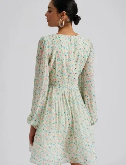 Malina Estelle v-neck chiffon mini dress - Korta klänningar|Kvinnor Klänningar