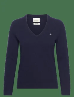 GANT EXTRAFINE LAMBSWOOL BLEND V-NECK - Stickat|Kvinnor Plus Size & Curvy|Stickat